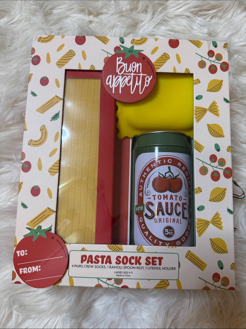 NWT, Buon Appetito Pasta-Themed Sock Set - Multicolor 4 pairs